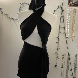 BLACK HOODED DRESS